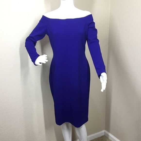 Eliza J Off the Shoulder Scuba Sheath Dress (G4) - Picture 1 of 7